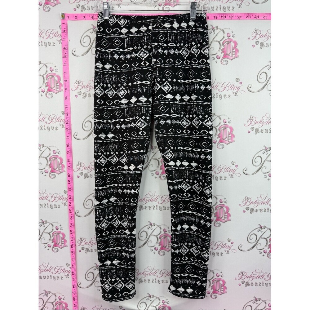 Just cozy fleece Black & White Aztec Print Leggings - Women's Stretch Leggings